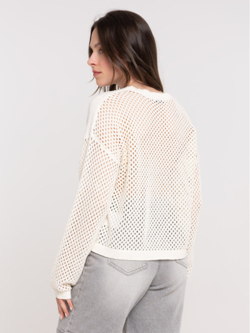Pull ajouré motif soleil femme