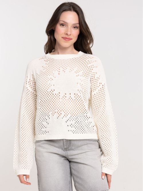 Pull ajouré motif soleil femme