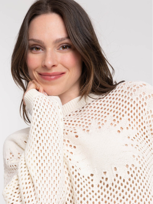 Pull ajouré motif soleil femme
