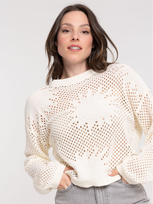 Pull ajouré motif soleil femme