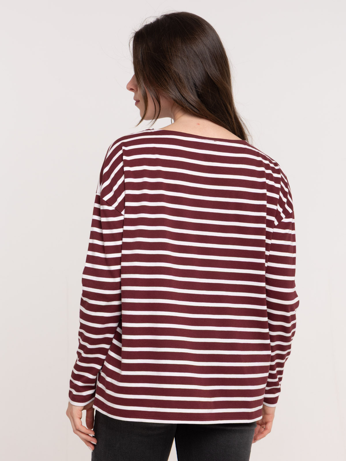 Tee-shirt bordeaux rayé écru femme Tee-shirt bordeaux rayé écru femme