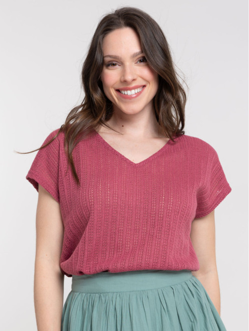 Tee-shirt col V maille...