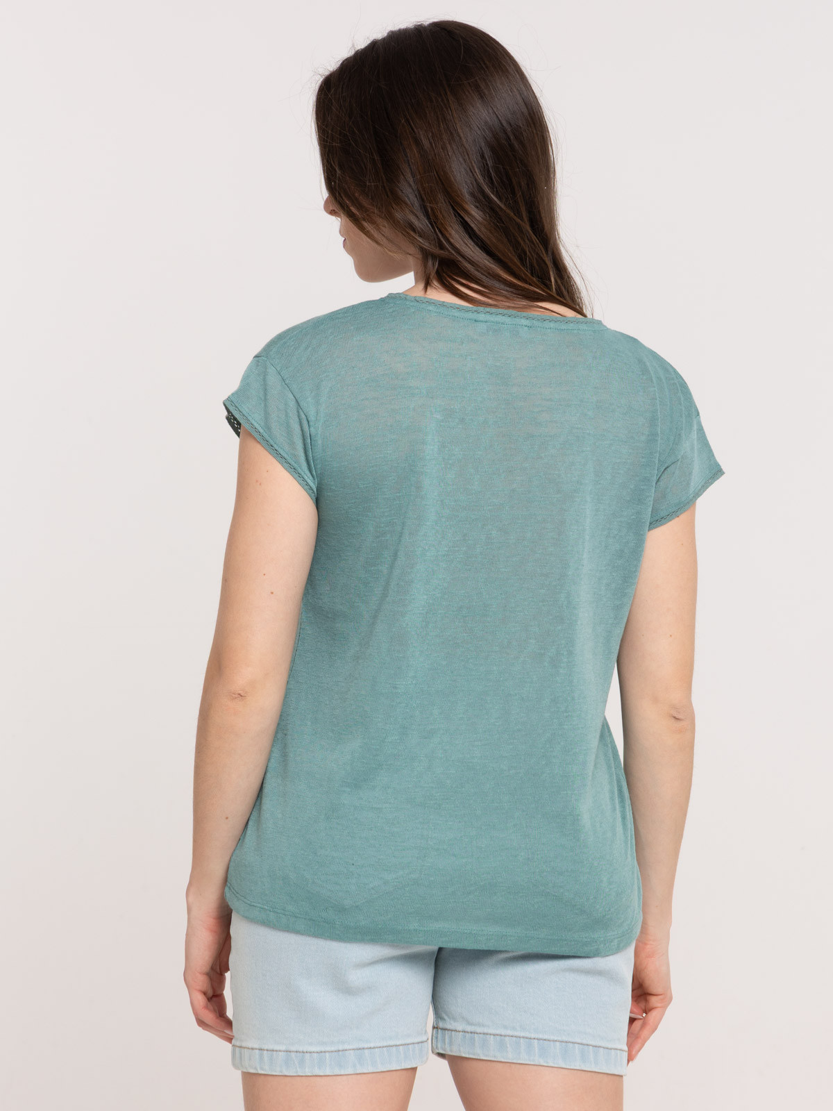T-shirt col V dentelle macramé femme T-shirt col V dentelle macramé femme