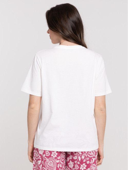 T-shirt écru motif floral...