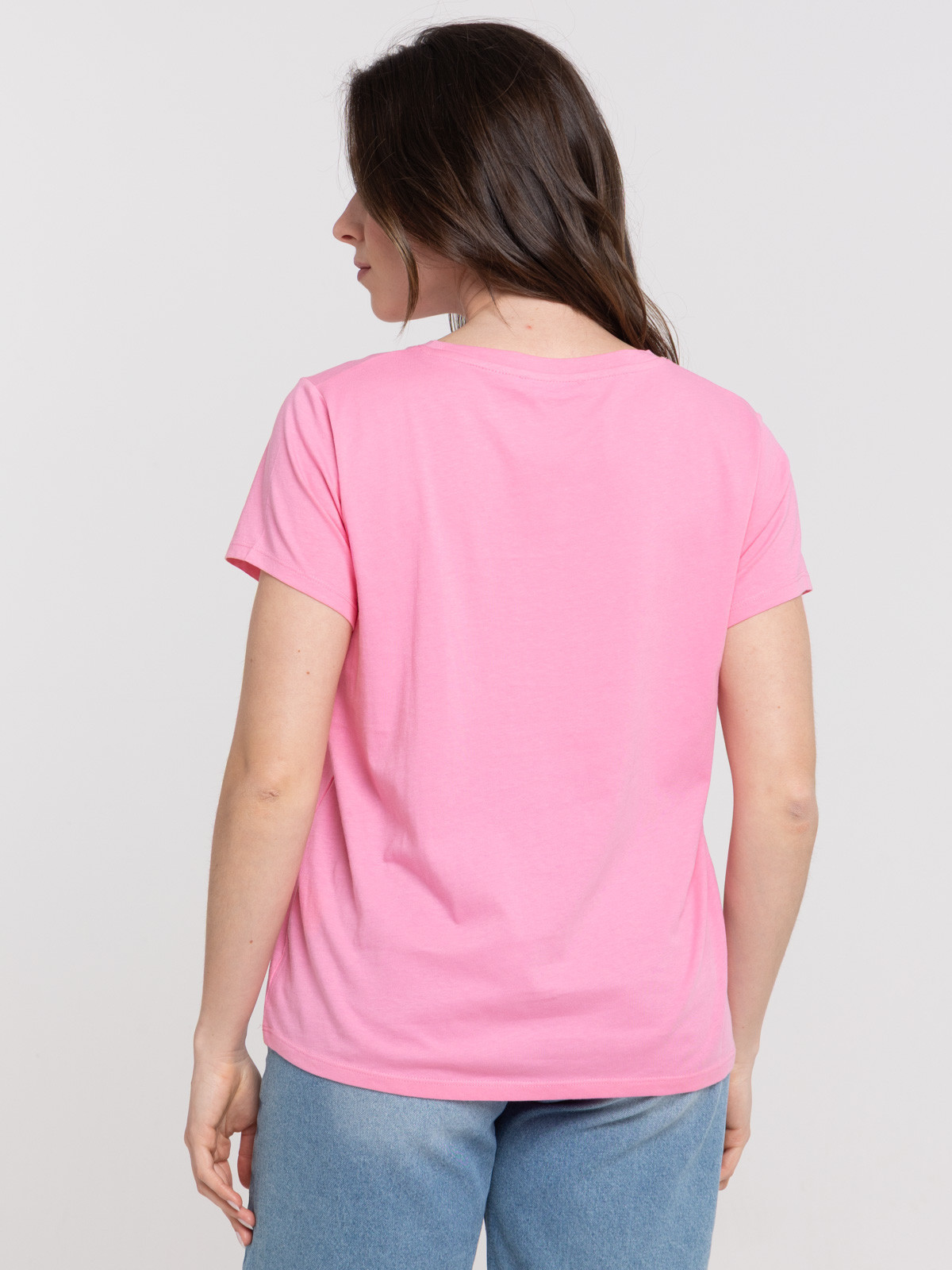 Tee-shirt col rond rose femme