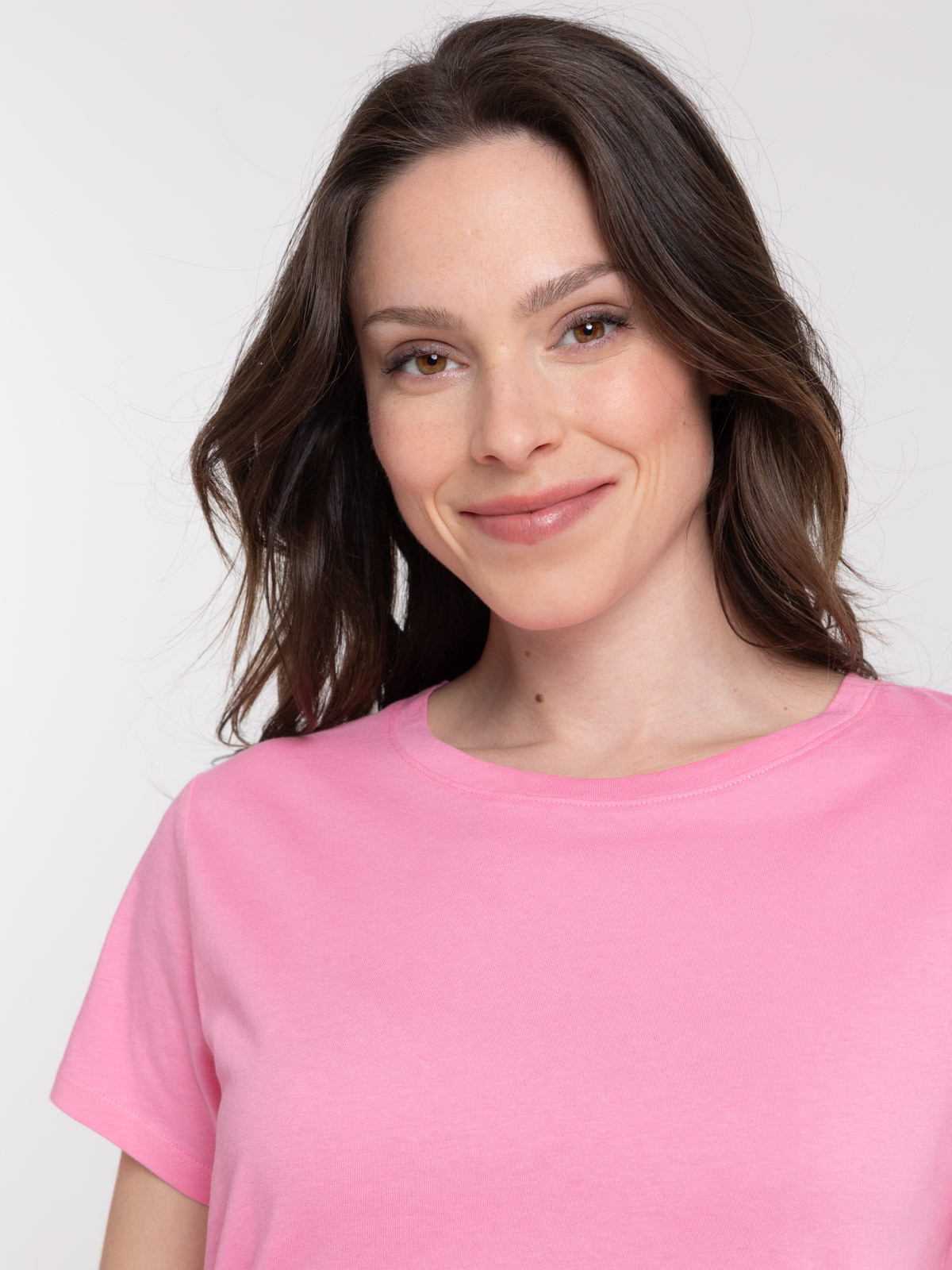 Tee-shirt col rond rose femme