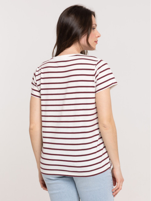 Tee-shirt écru rayé...