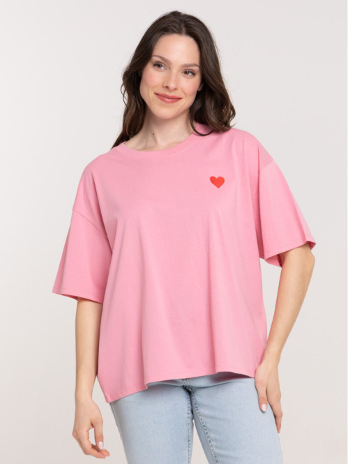 T-shirt coeur brodé femme