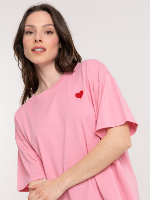 T-shirt coeur brodé femme