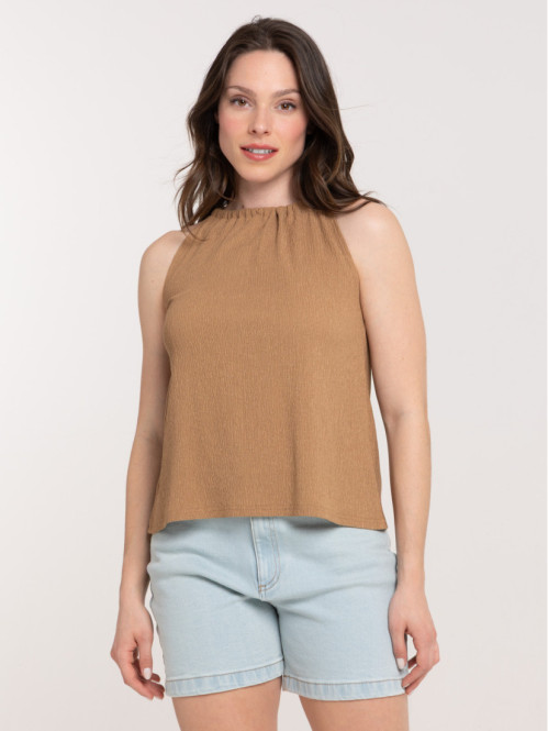Top sans manches fauve femme