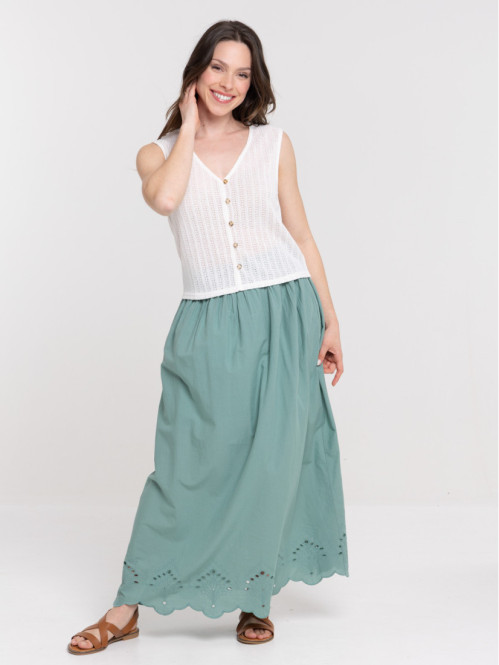 Débardeur col V boutonné femme