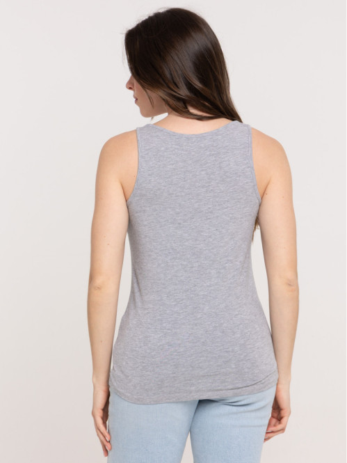 Débardeur gris clair chiné basique femme