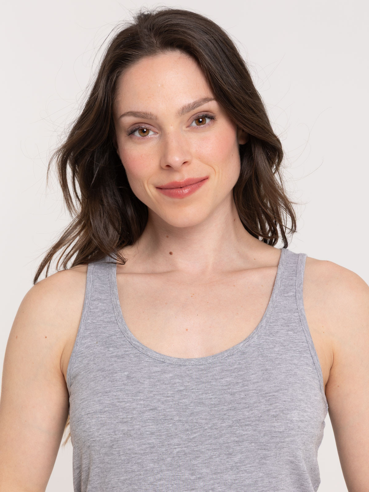 Débardeur gris clair chiné basique femme