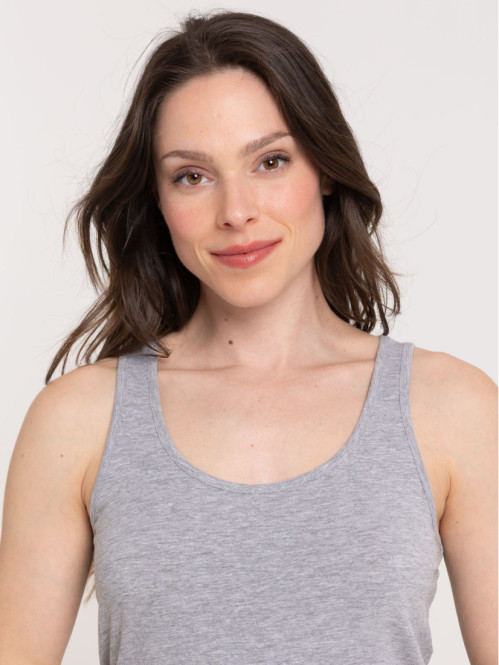 Débardeur gris clair chiné basique femme