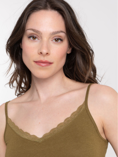 Débardeur col V dentelle femme