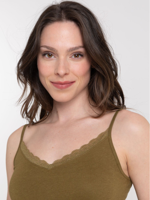 Débardeur col V dentelle femme