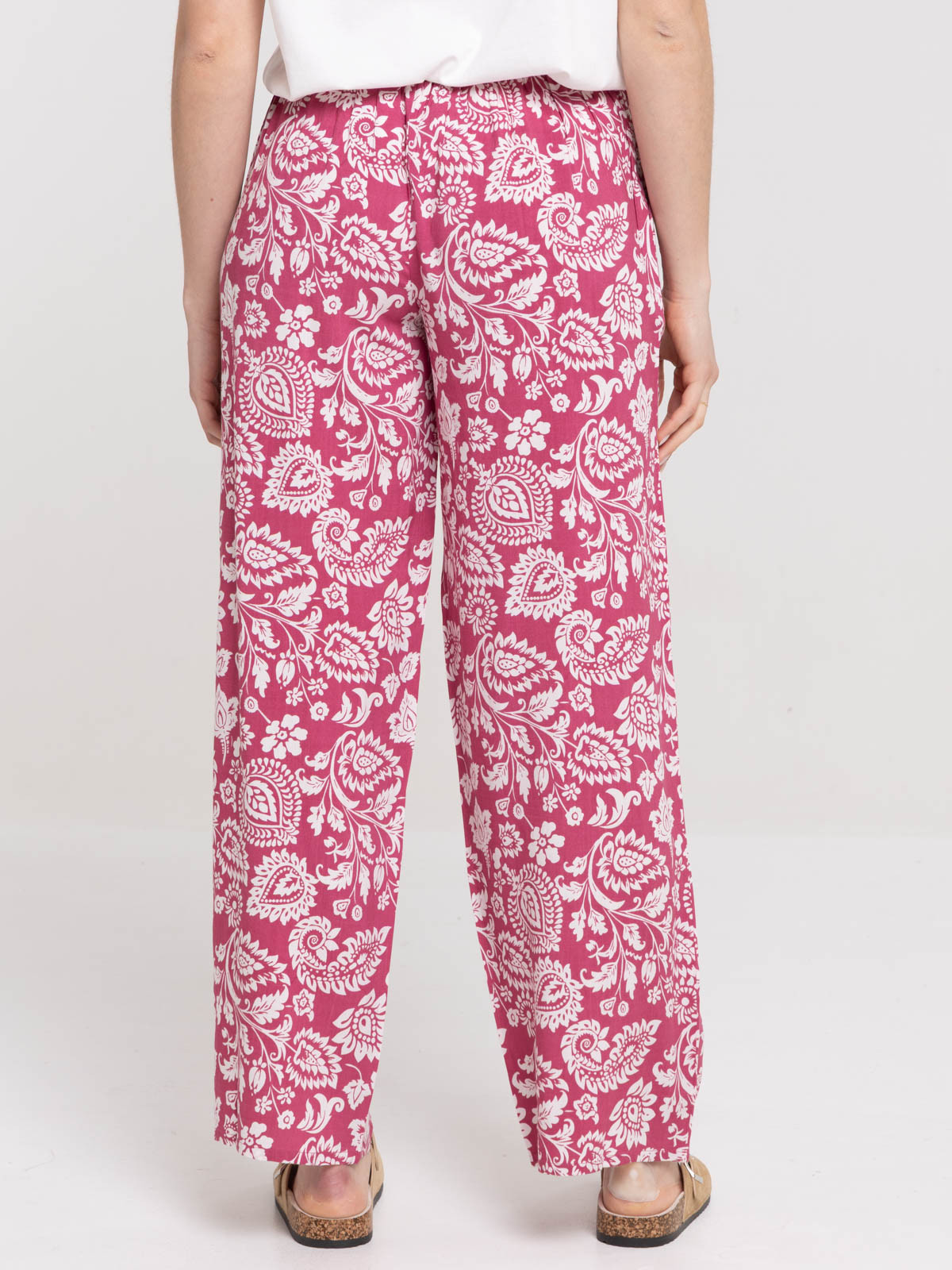 Pantalon large imprimé floral femme