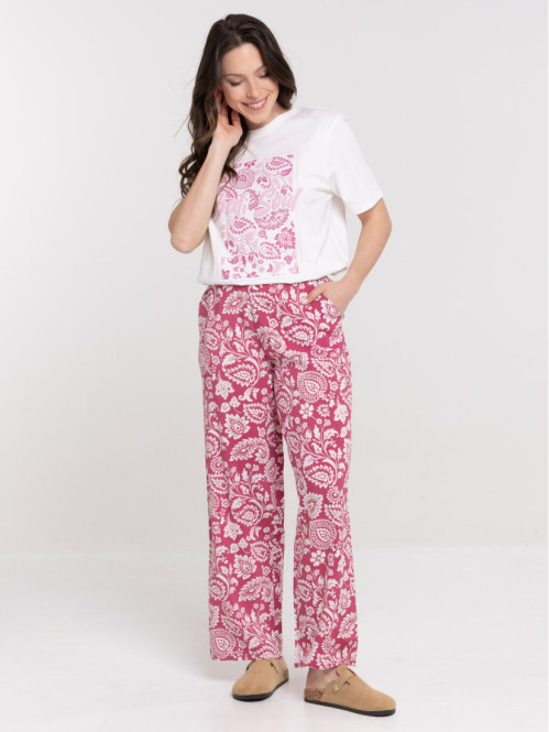 Pantalon large imprimé...