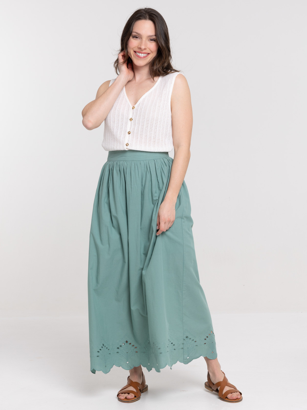 Jupe longue broderie anglaise femme