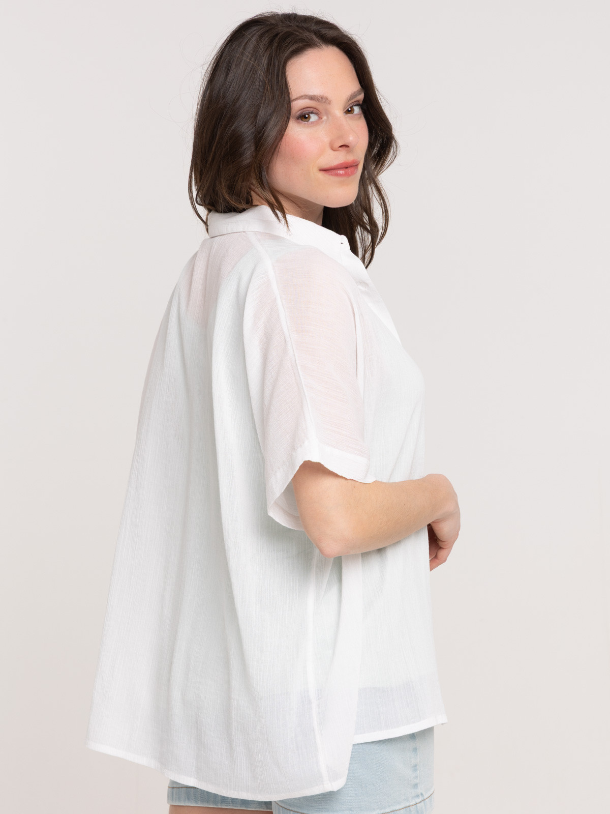 Chemise légère oversized écru femme