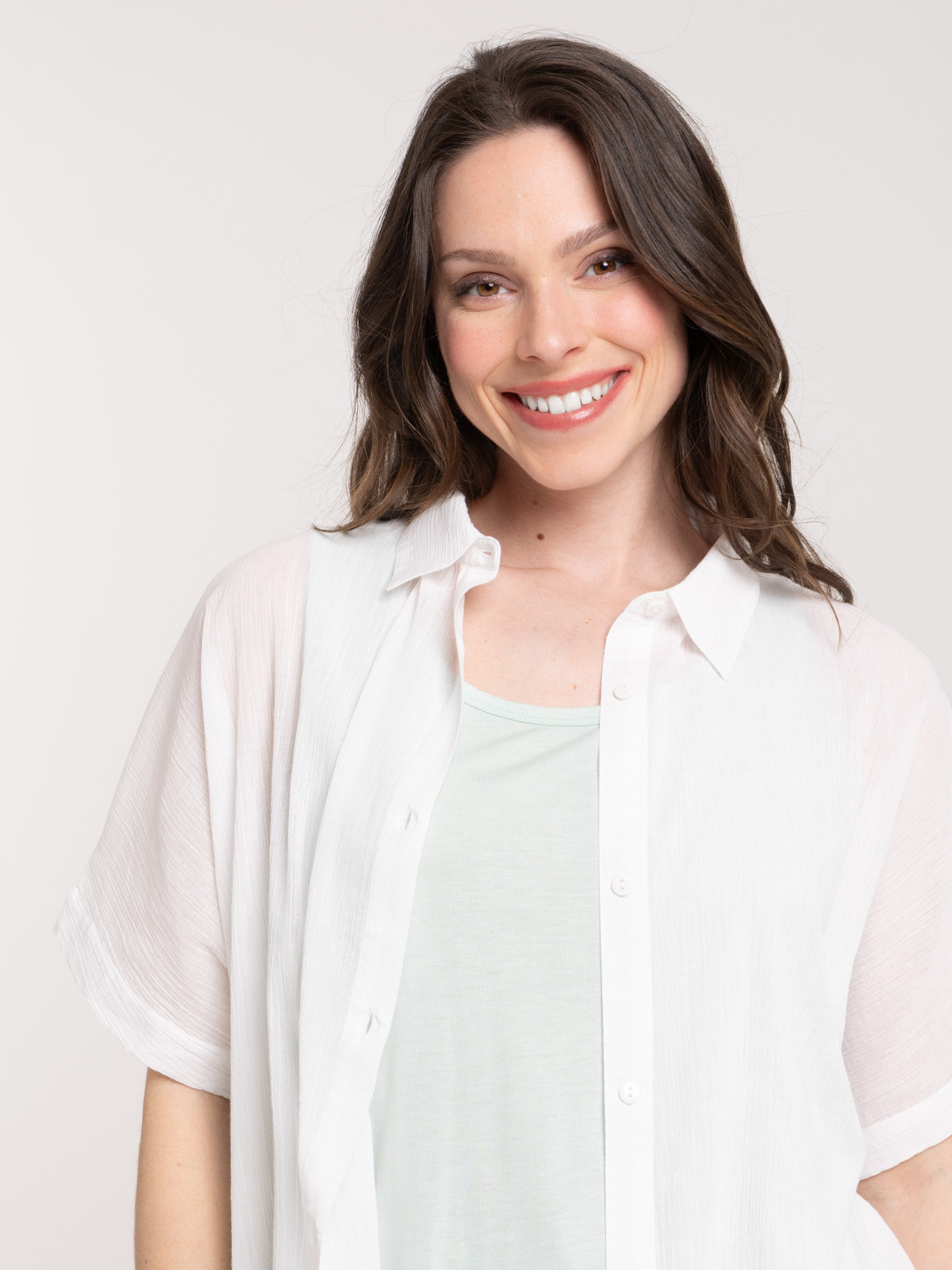 Chemise légère oversized écru femme