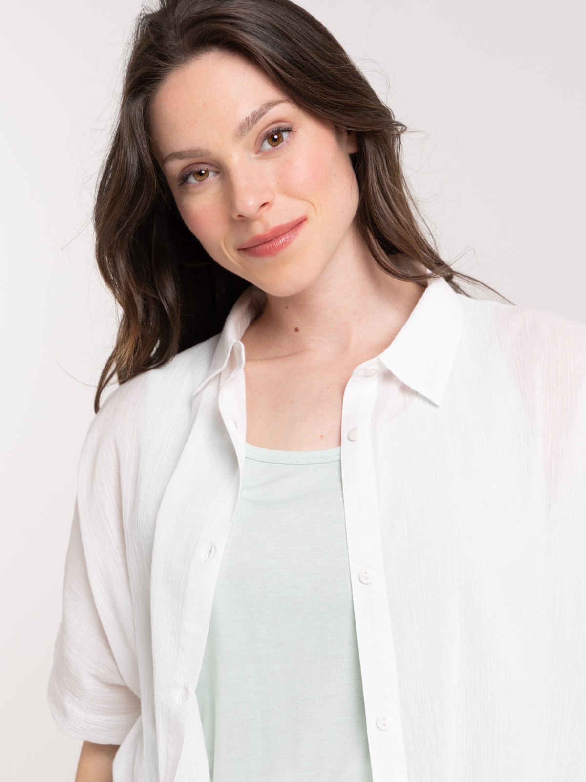Chemise légère oversized écru femme