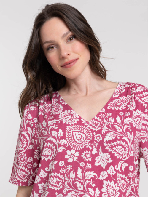 Blouse imprimée col V femme