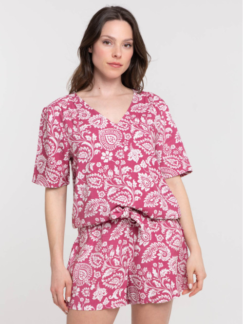Blouse imprimée col V femme