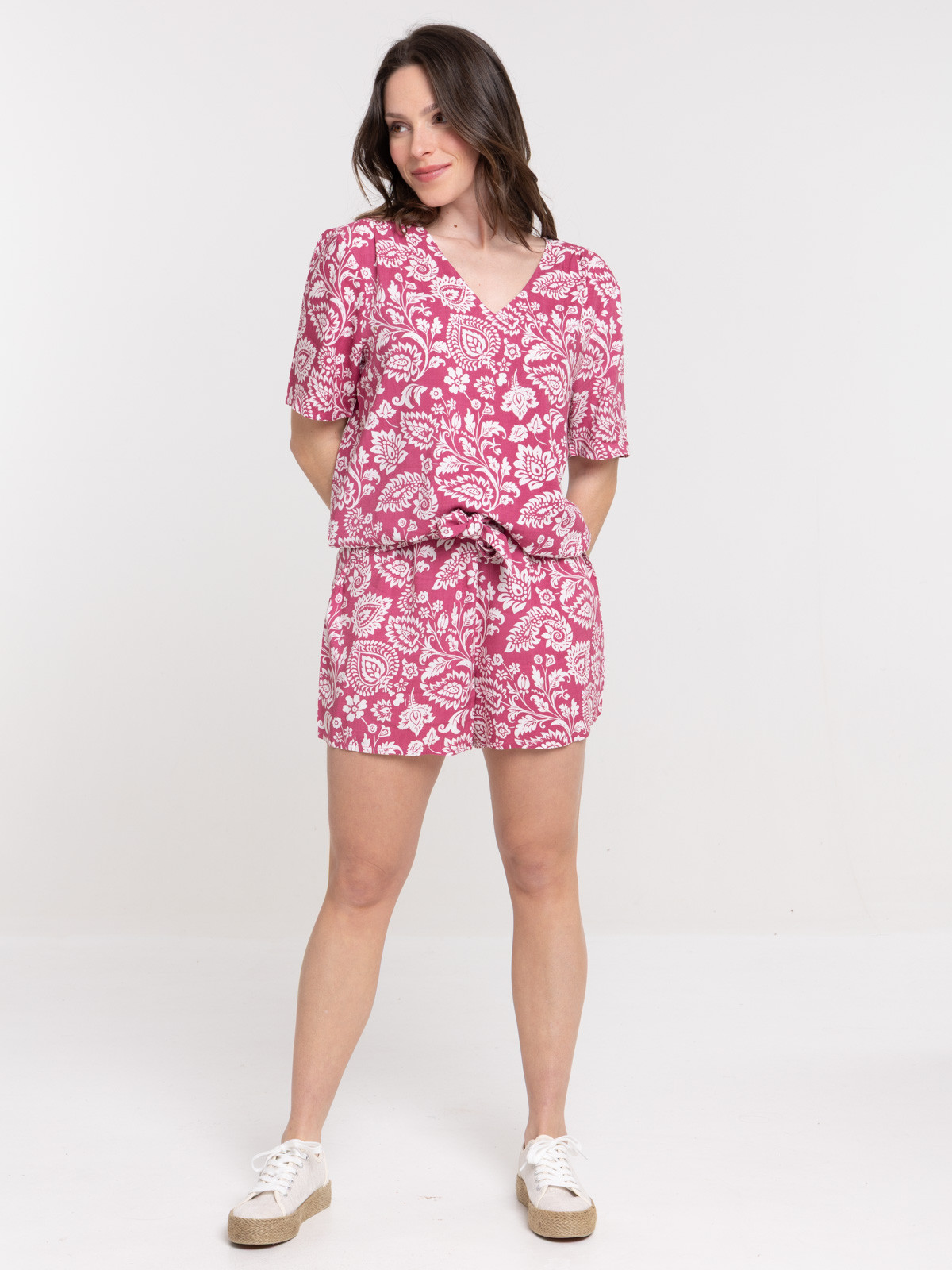 Blouse imprimée col V femme Blouse imprimée col V femme