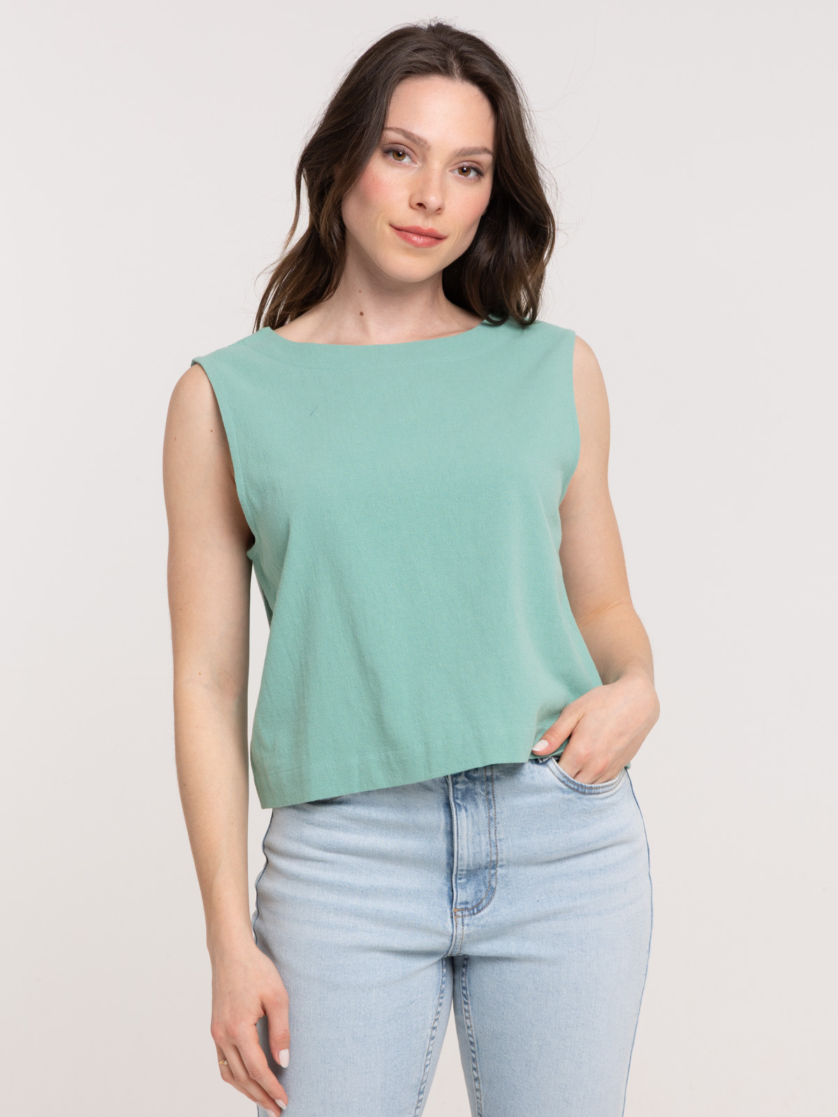 Top sans manches dos nu à nouer femme Top sans manches dos nu à nouer femme
