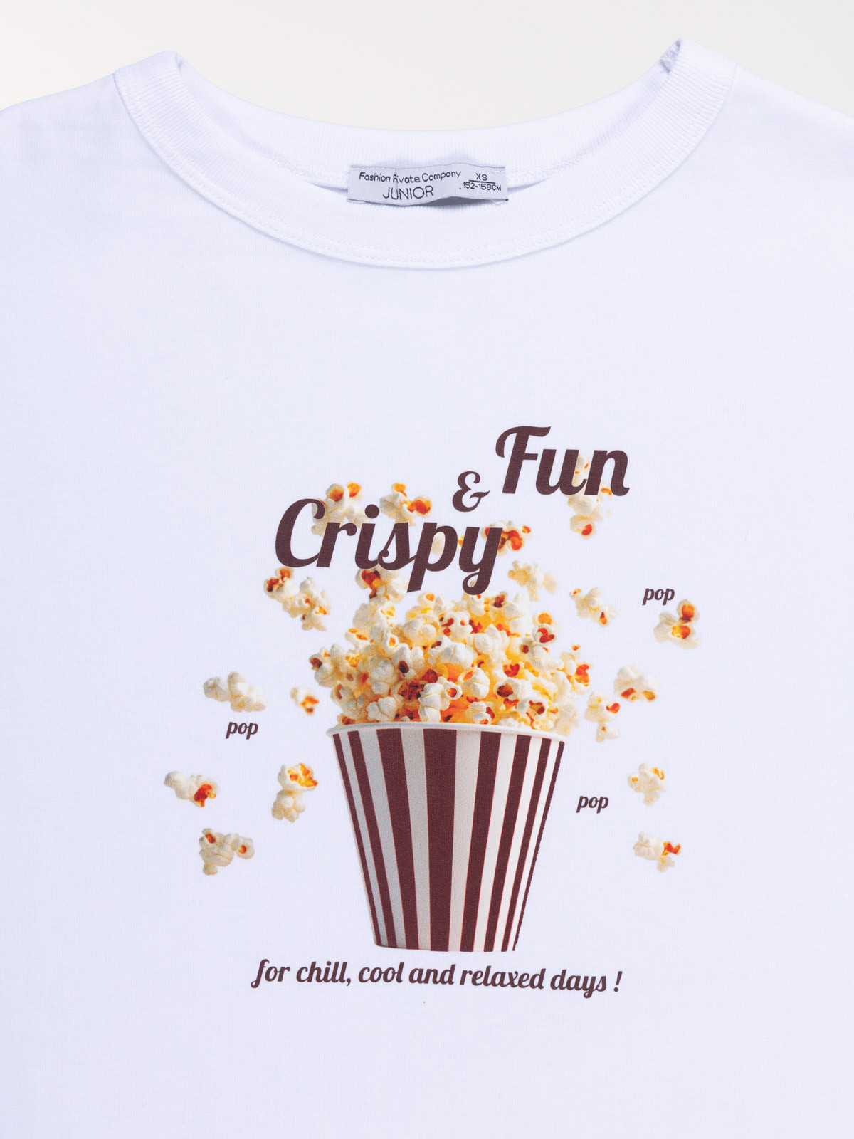 Tee-shirt popcorn fille blanc (XXS-M)