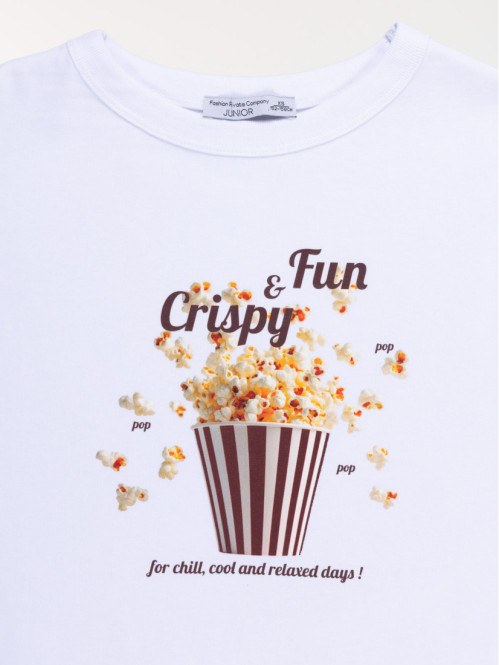 Tee-shirt popcorn fille blanc (XXS-M)