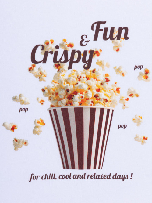 Tee-shirt popcorn fille blanc (XXS-M)