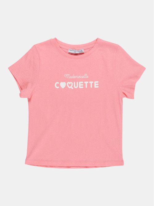 T-shirt coquette rose fille...