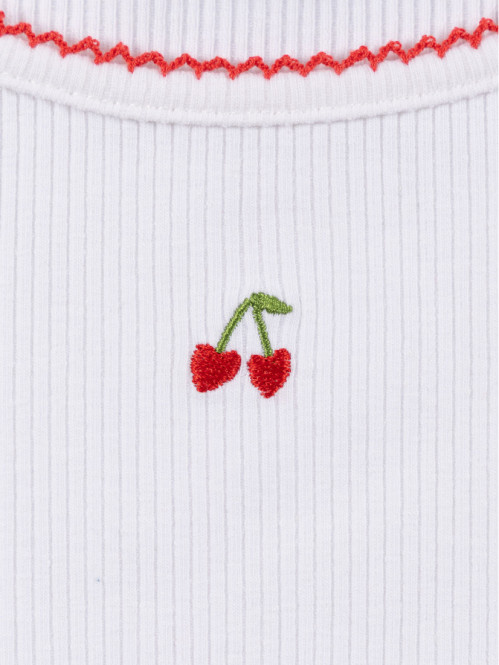 T-shirt cotelé motif cerise...