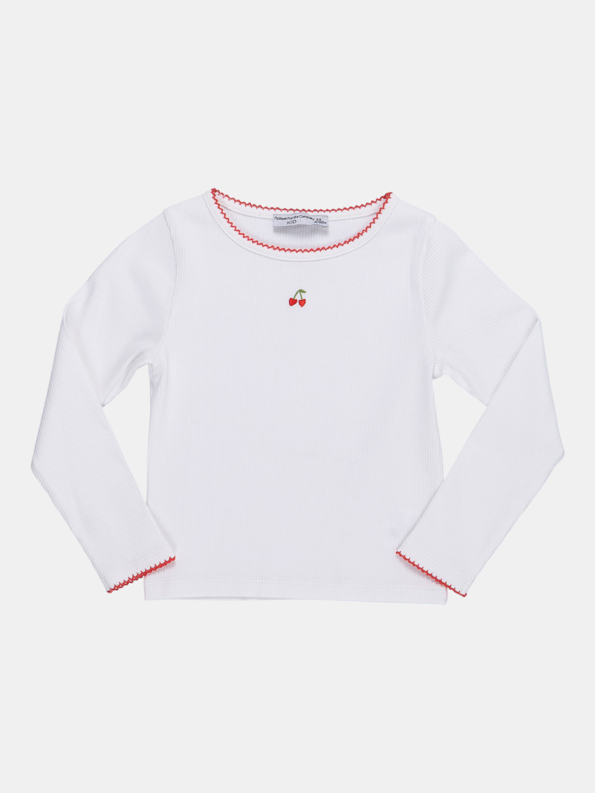 T-shirt cotelé motif cerise fille (3-8A)