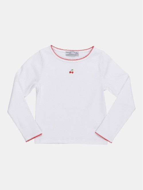 T-shirt cotelé motif cerise...