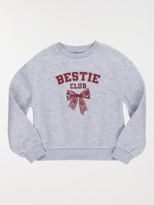 Sweat imprimé bestie club fille (3-12A)