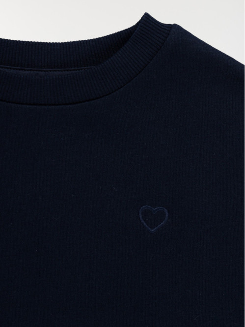 Sweat fille cœur marine kid (3-12A)