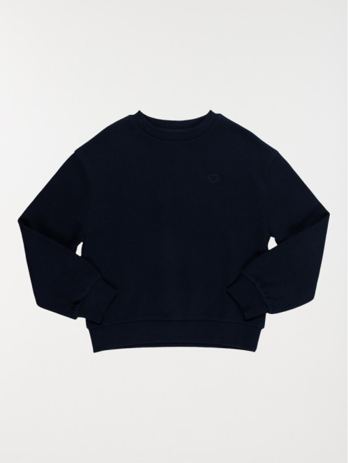 Sweat fille cœur marine kid (3-12A)