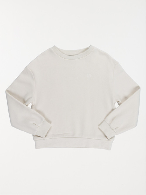Sweat uni broderie coeur fille (3-12A) Sweat uni broderie coeur fille (3-12A)