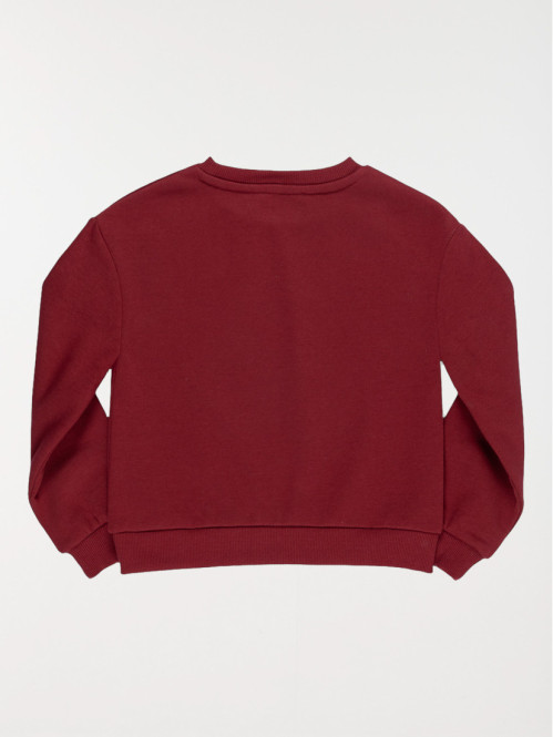 Sweat fille cœur brodé bourgogne (3-12A)