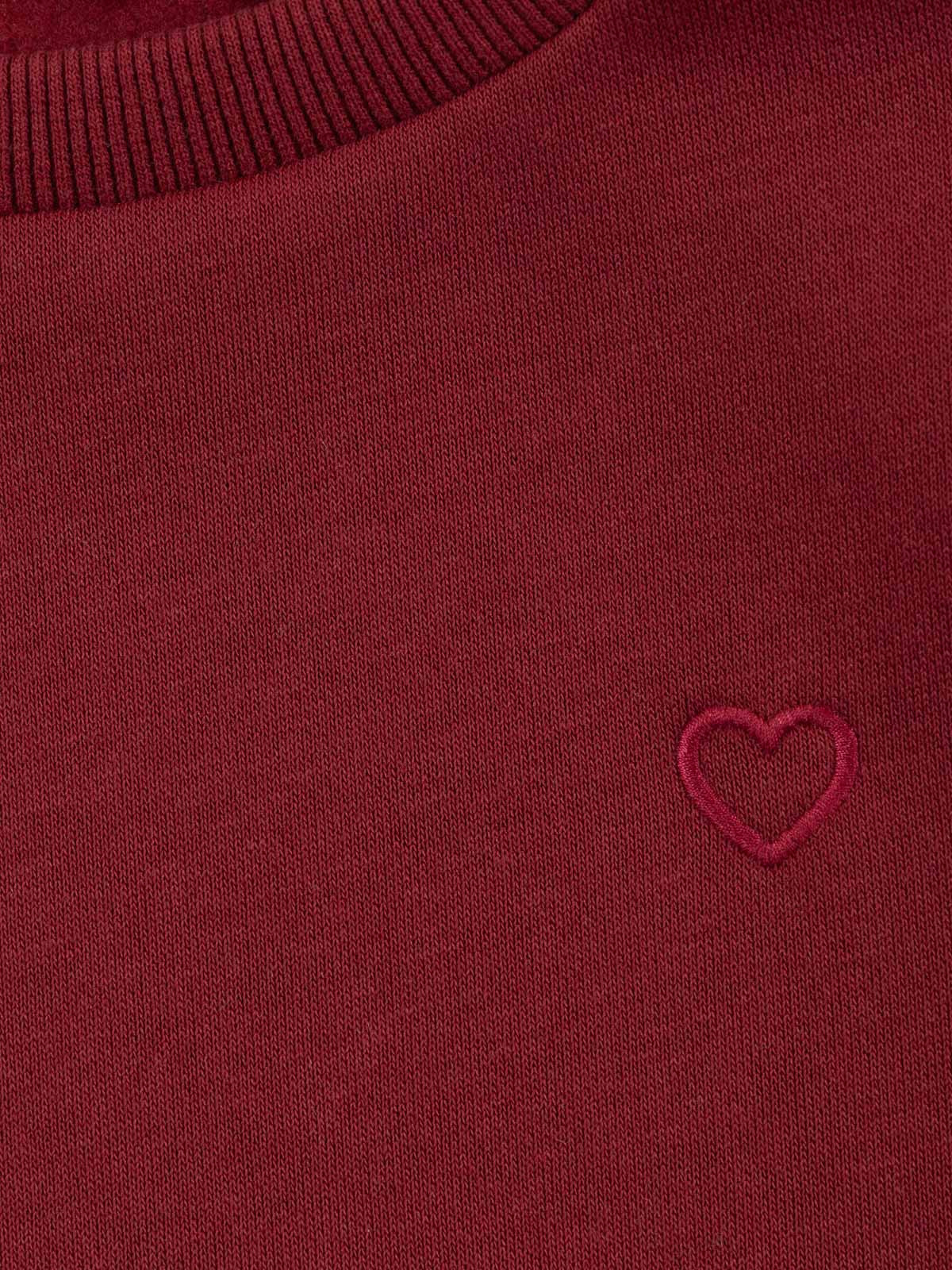 Sweat fille cœur brodé bourgogne (3-12A)