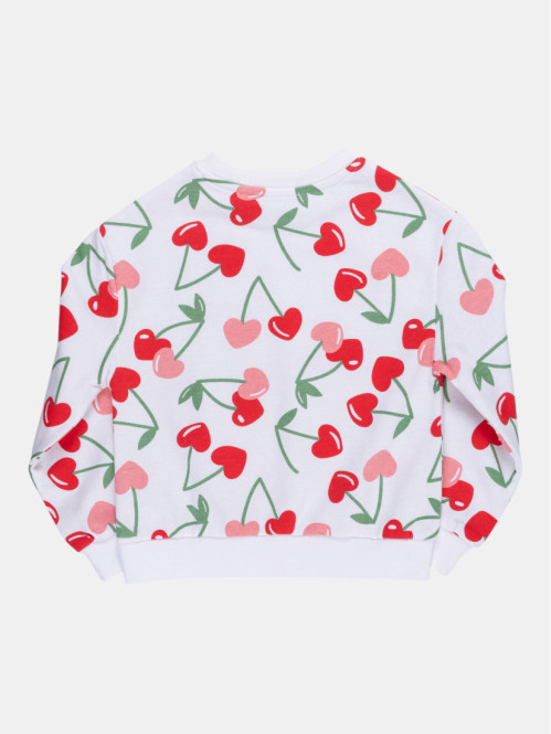 Sweat blanc motif cerise...