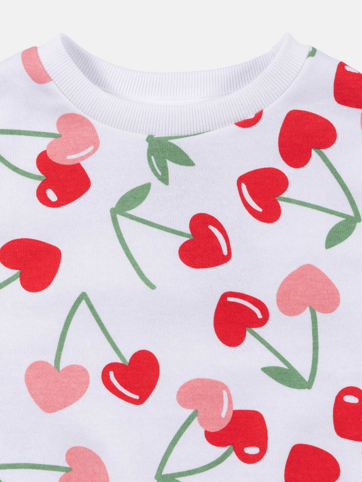 Sweat blanc motif cerise fille (3-8A)