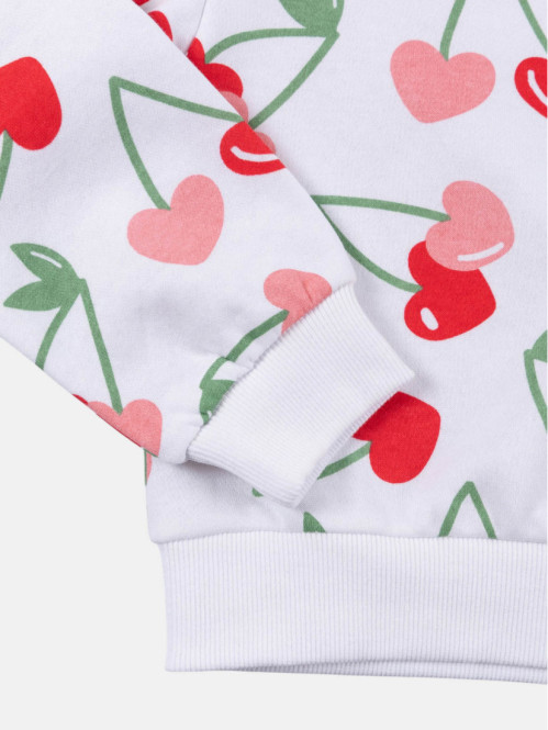Sweat blanc motif cerise...