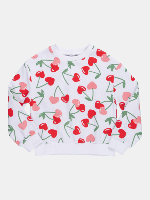 Sweat blanc motif cerise...