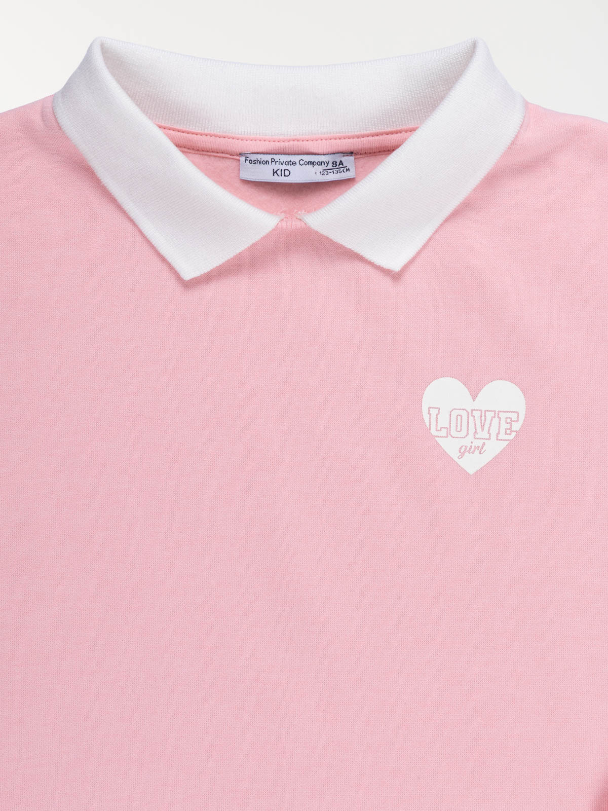 Sweat col polo love girl fille (3-12A)