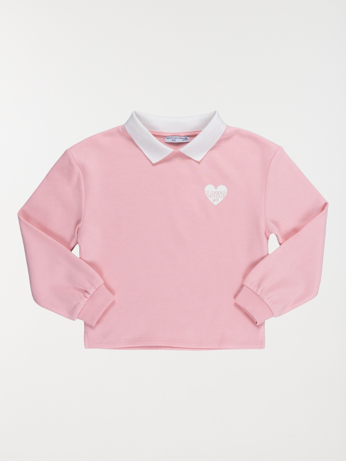 Sweat col polo love girl fille (3-12A)