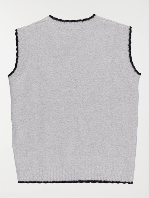 Pull col rond sans manches...